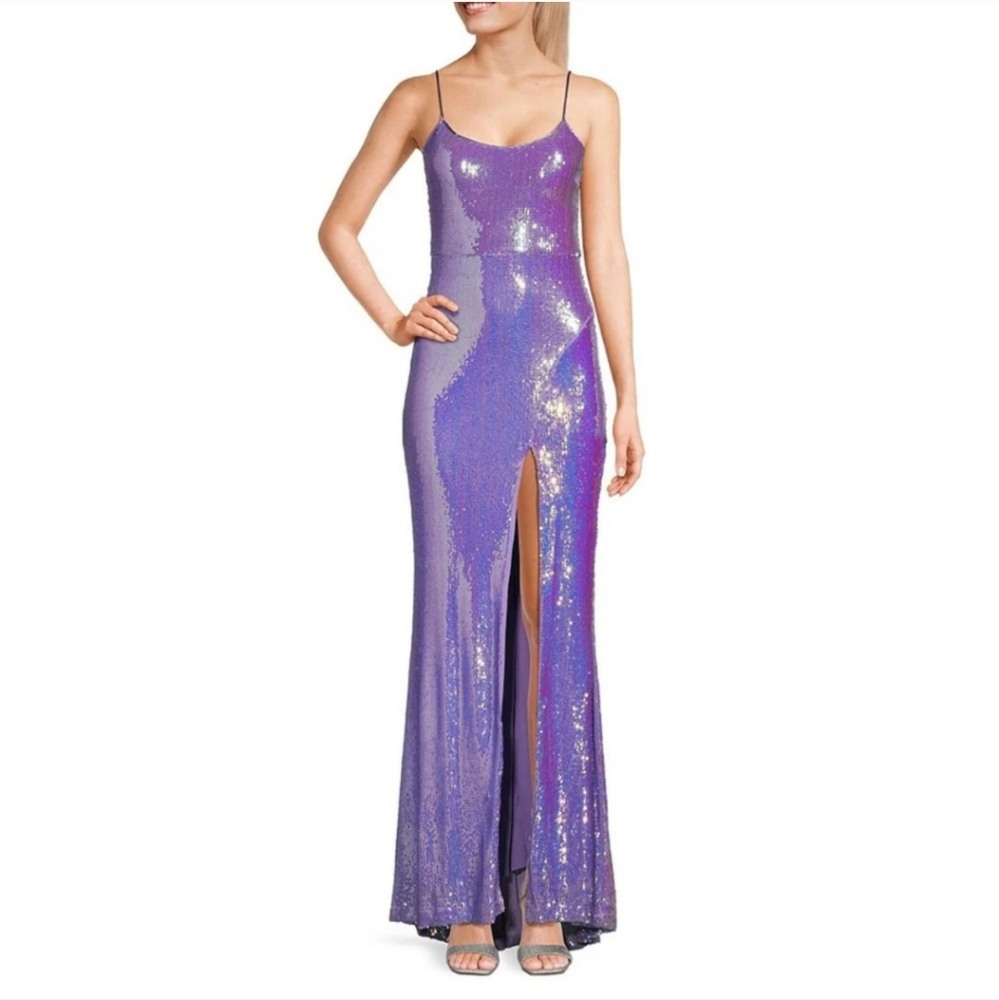 NWT Midnight Doll Purple Sequin Gown